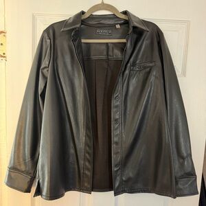 Bagatelle Faux Leather Button Down
